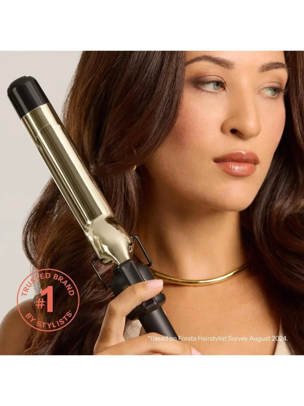 24K Gold 1.5” Extended Barrel Curling Iron - Professional Hair Styling Tool